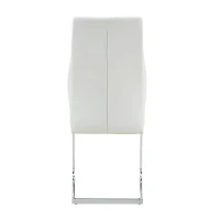 Chaise de salle à manger matelassée motif losange, dossier haut ergonomique, lot de 2, 43x63x100 cm, Blanc+Argenté(m-12)