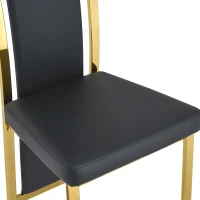 Chaise de salle à manger minimaliste européenne, bordure dorée 3D et dossier haut ergonomique, 44x42.7x109 cm, Noir+Doré(m-7)