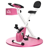 HOMCOM Vélo d'Appartement Pliable Magnétique Cardio-training - Sport Maison avec 8 Niveaux de Résistance et Roulettes - Silencieux Home Trainer avec Capteur de Pouls pour Fitness Homme et Femme, Rose(m-1)
