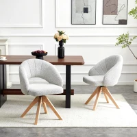 Lot de 2 chaises pivotantes style rétro, piètement 4 pieds en bois massif, patins antidérapants, 46x49x84 cm, Couleur naturelle(m-1)
