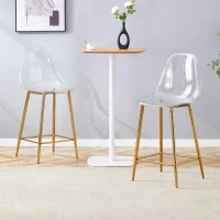 Lot de 2 tabourets de bar transparents, design moderne et aérien, 51x45x102 cm, Doré(m-5)
