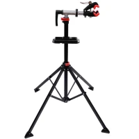 HOMCOM Folding Bike Repair Stand Bicycle Bike Stand For Maintenance Display Cycle Rack with Tool Tray, Height Adjustable(m-1)