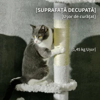 PawHut Arbore pentru pisici cu montare pe tavan, înălțime reglabilă și stâlpi acoperiți cu sisal, 48x32x225-255 cm, alb(m-8)