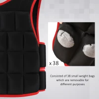 HOMCOM 15kg Weighted Vest for Running, Cardio & Home Training, Adjustable Running Weight Vest with 38 Weight Bags for Men and Women, Boost Strength, Endurance & Cardio Performance, Black and Red(m-4)