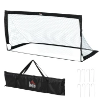 HOMCOM Set di 2 Porte da Calcio Pieghevoli per Bambini e Adulti, 186x90x89 cm, Nero(m-4)