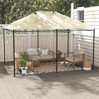 Outsunny 3 x 4m Gazebo Canopy Replacement Cover, Gazebo Roof Replacement (TOP COVER ONLY), Cream White(m-10)
