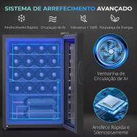 HOMCOM Frigorífico para Vinhos 20 Garrafas com Compressor, Porta Anti-UV, 5-18 °C, Painel Tátil, Luz LED, 39 dB, Preto(m-4)