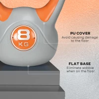 SPORTNOW Kettlebell, 8kg Kettle Bells with Handle for Home Gym Weight Lifting and Strength Training, Orange and Grey(m-6)