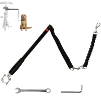 PawHut Hondenriem voor Fiets, Elastisch Koord, Stalen Buis, 124 cm, Zwart(m-11)