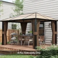 Outsunny 4 Pack Replacement Gazebo Curtains Privacy Panel for Most 3 x 4m Gazebo Canopy Pavillion Outdoor Shelter Sidewalls Accessories Dark Brown(m-10)