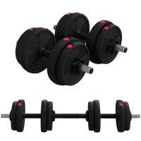 SPORTNOW Haltères 2 en 1 réglables, haltères libres avec poignées antidérapantes, 15KG - Barres incluses(m-11)
