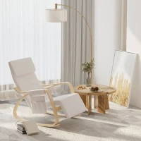 HOMCOM Rocking Lounge Chair Recliner Relaxation Lounging Relaxing Seat with Adjustable Footrest, Side Pocket and Pillow, Cream White(m-2)