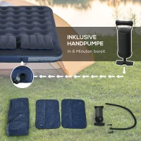 Outsunny Luchtmatras voor 2 Personen, met Handpomp, zacht & duurzaam, 203x152x22cm, Blauw(m-5)