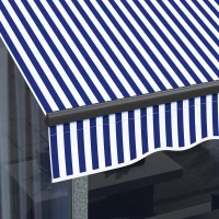 Outsunny Zonneluifel Luifel voor Terras, incl. Handkruk, weerbestendig, 247 cm x 295 cm, Blauw + Wit(m-9)