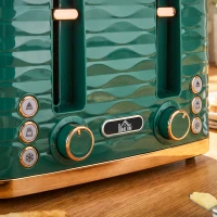 HOMCOM 2-in-1 waterkoker- en broodroosterset, 7 bruiningsstanden, ontdooi- en opwarmfunctie, groen(m-12)