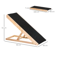PawHut Dog Ramp, Foldable Pet Ramp with 4 Adjustable Heights, Non-Slip Finish for Medium and Large Dogs, Black(m-3)