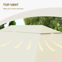 Outsunny 3 x 4m Gazebo Canopy Replacement Cover, Gazebo Roof Replacement (TOP COVER ONLY), Cream White(m-5)