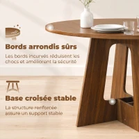 HOMCOM Table à manger ronde pour 4 personnes, Ø 110 x 73,5 cm, table de cuisine avec base croisée, marron(m-6)