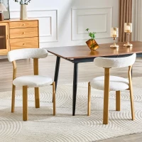 Lot de 2 chaises rembourrées, revêtement bouclé sherpa respirant, design moderne, 55,5x44x79 cm, Blanc(m-4)