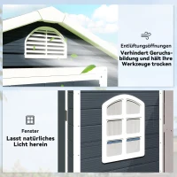 Outsunny Gereedschapsschuur tuinhuis met raam puntdak outdoor metaal kolengrijs(m-6)