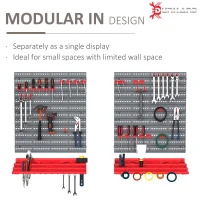 DURHAND 54 Pcs On-Wall Tool Equipment Holding Pegboard Home DIY Garage Organiser DIY w/ 50 Pegs 2 Shelves(m-5)