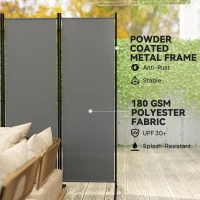 Outsunny 6 Panel Folding Room Divider, 1.7m Privacy Screen with Wide Feet, Portable Freestanding Metal Partition Separator for Office, Living Room, Bedroom, Dining Room, Dark Grey(m-7)
