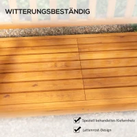 Outsunny Tuinbank Houten Bank Buitenbank, inklapbare Tafel, weerbestendig, Grenenhout, 153 cm x 56 cm x 91 cm, Lichtbruin(m-5)