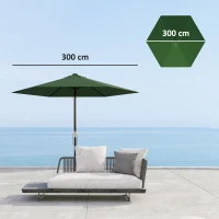 Outsunny Telo di Ricambio per Ombrellone Ø3 m con Prese d'Aria per Telai in Legno e Acciaio, Verde(m-3)