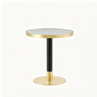 Table d'appoint ronde, plateau anti-rayures facile à nettoyer, 60x60x74 cm, Blanc(m-9)