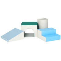 HOMCOM Set 4 Blocuri de Construcții Moi pentru Copii cu Vârsta de 1-3 Ani, Modulabile, Multicolor(m-11)