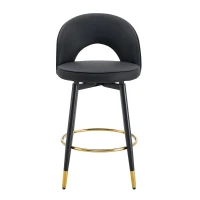 Tabouret de bar pivotant 360°, dossier ajouré design, lot de 2, 44x44x91.5 cm, Noir(m-2)