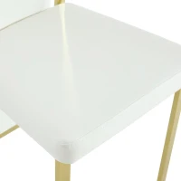 Chaise de salle à manger minimaliste européenne, bordure dorée 3D et dossier haut ergonomique, 44x42.7x109 cm, Blanc+Doré(m-7)