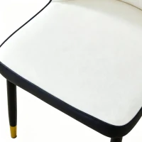 Lot de 2 chaises de salle à manger modernes, assise rembourrée, embouts antidérapants, 43x41.5x89 cm, Blanc+Noir(m-10)