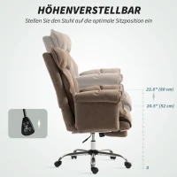 HOMCOM Ergonomische Bureaustoel met Verstelbare Rugleuning en Voetensteun, Zacht Stof, Lichtbruin(m-7)