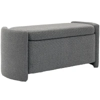 HOMCOM Gestoffeerde Bank met Opbergruimte Halbank Schoenenbank, 105 cm x 44 cm x 45,5 cm. Grijs(m-1)