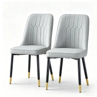 Lot de 2 chaises de salle à manger modernes, assise rembourrée, embouts antidérapants, 43x41.5x89 cm, Gris clair(m-2)