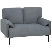 HOMCOM 2-zitsbank, dikke kussens, fluwelen bekleding, Gestoffeerde Bank, Zwart(m-1)
