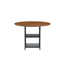 Table ronde 107 cm de diamètre, design industriel élégant, pour 2–4 personnes, 107x107x75 cm, Noyer(m-11)