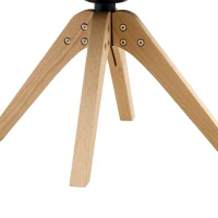 Lot de 2 chaises pivotantes style rétro, piètement 4 pieds en bois massif, patins antidérapants, 46x49x84 cm, Couleur naturelle(m-10)