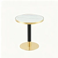 Table d'appoint ronde, plateau anti-rayures facile à nettoyer, 60x60x74 cm, Blanc(m-2)