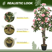 HOMCOM Set of Two Faux Rose Plants, with Pots(m-4)