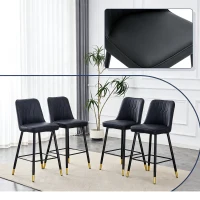 Lot de 2 tabourets de bar hauteur, design moderne et confortable, dossier incurvé et repose-pieds, 42x45x100 cm, Noir(m-6)