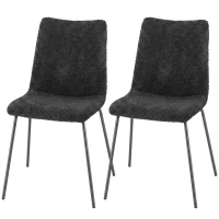 HOMCOM Conjunto de 2 Cadeiras de Jantar, Cadeiras de Cozinha Estofadas em Veludo, Encosto Curvado, Pés em Metal, Cinza Escuro(m-12)