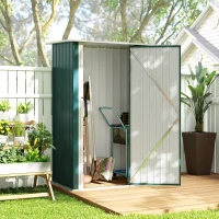 Outsunny Magazie pentru unelte din metal cu acoperiș înclinat și ușă blocabilă, 142x86x189 cm, verde(m-10)