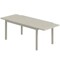 Outsunny Extending Garden Table, Aluminium Outdoor Dining Table for 8-10 with Wood-Like Grained Surface, Light Grey Wood Effect(m-22)