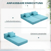 HOMCOM Opklapbare slaapstoel, slaapbank, 2-in-1 opklapstoel met bedfunctie, relaxstoel met kussen, logeerbed voor woonkamer, slaapkamer, draagvermogen tot 100 kg, blauw(m-7)