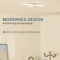HOMCOM plafondlamp woonkamerlamp slaapkamerlamp plafondlamp moderne hallamp eetkamerlamp, metaal, aluminium, acryl, 56 l x 47 b x 8 h cm(m-4)