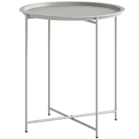 Outsunny Steel Removable Tray Top Garden Table - White(m-11)