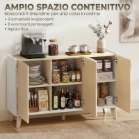 HOMCOM Credenza Buffet Stile Nordico con 3 Armadietti, in Legno, 120x35x73.5 cm, Bianco e color Legno(m-5)