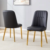 Lot de 2 chaises de salle à manger modernes, assise rembourrée, embouts antidérapants, 43x41.5x89 cm, Noir+Doré(m-1)